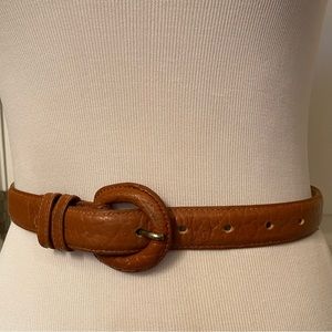 CIPRIANI BELT COGNAC BROWN SHRUNKEN BUFFALO LEATHER THIN SIZE S VINTAGE